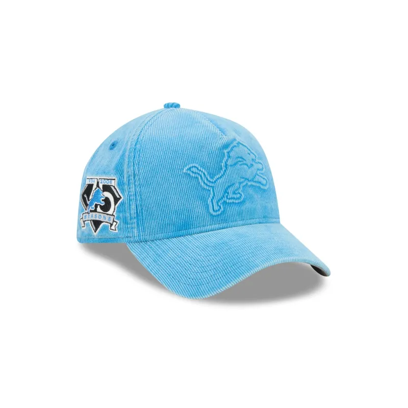 Detroit Lions Washed Thin Wale Cord 9FORTY A-Frame Unstructured Snapback Hat made by New Era