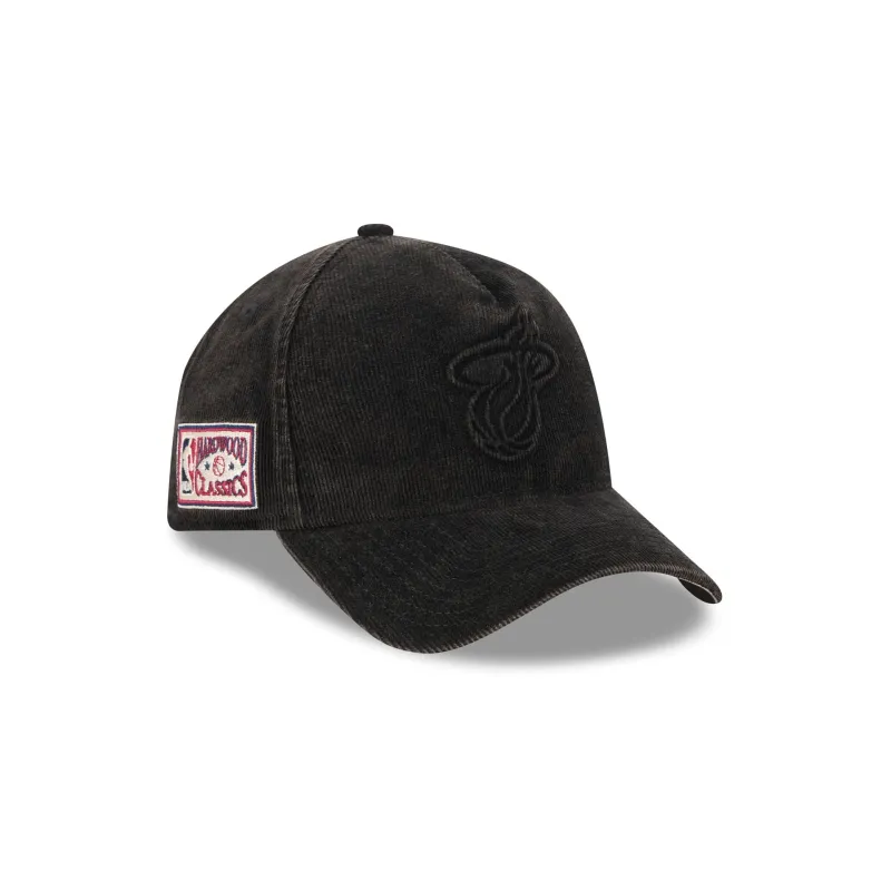 Miami Heat Washed Thin Wale Cord 9FORTY A-Frame Unstructured Snapback Hat made by New Era
