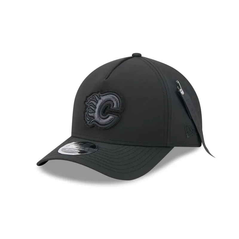 Alpha Industries x Calgary Flames Nylon Black 9FORTY M-Crown A-Frame Snapback Hat made by New Era