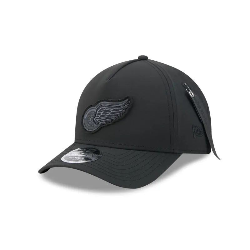 Alpha Industries x Detroit Red Wings Nylon Black 9FORTY M-Crown A-Frame Snapback Hat made by New Era
