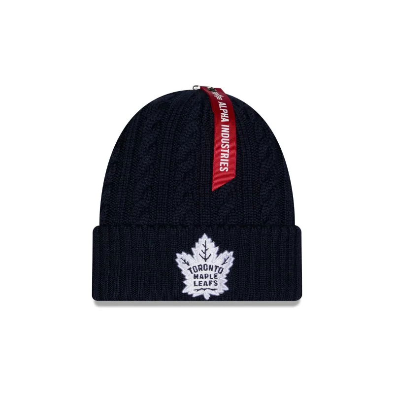 Alpha Industries x Toronto Maple Leafs Cable Knit Hat made by New Era