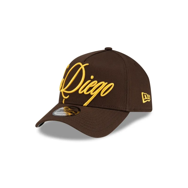 San Diego Padres Calligraphic 9FORTY A-Frame Snapback Hat made by New Era