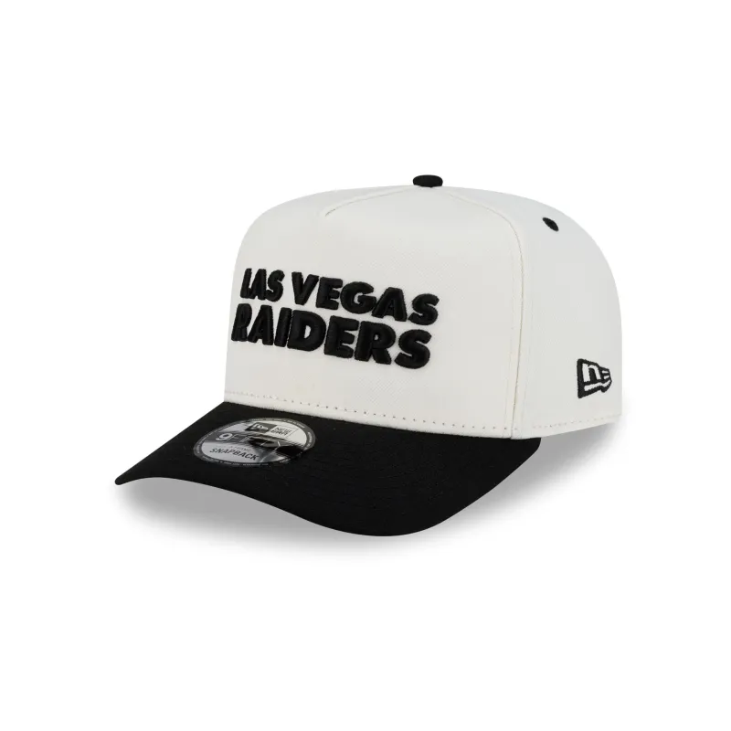 Las Vegas Raiders Two Tone Team Wordmark 9FIFTY A-Frame Snapback Hat made by New Era