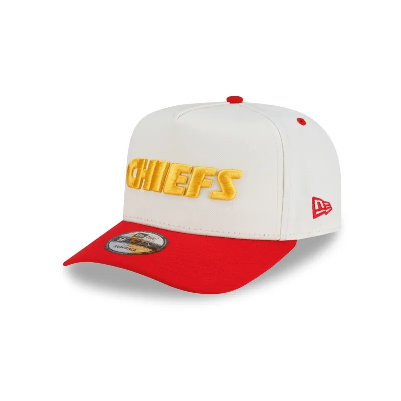 Kansas City Chiefs Two Tone Team Wordmark 9FIFTY A-Frame Snapback Hat made by New Era