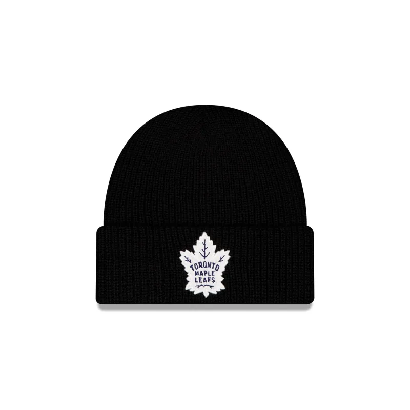Toronto Maple Leafs Black Cuff Knit Beanie Hat made by New Era