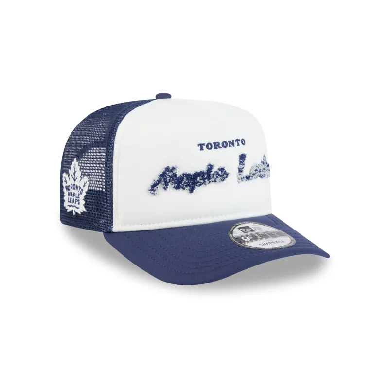 Toronto Maple Leafs Fade Script 9FIFTY A-Frame Trucker Hat made by New Era