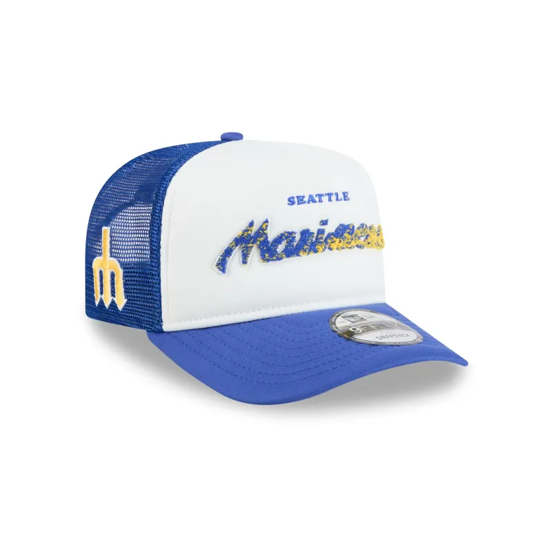 Seattle Mariners Fade Script 9FIFTY A-Frame Trucker Hat made by New Era
