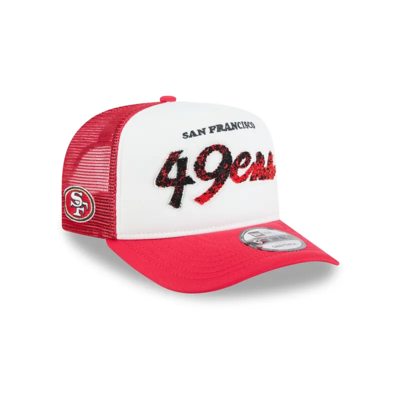 San Francisco 49ers Fade Script 9FIFTY A-Frame Trucker Hat made by New Era