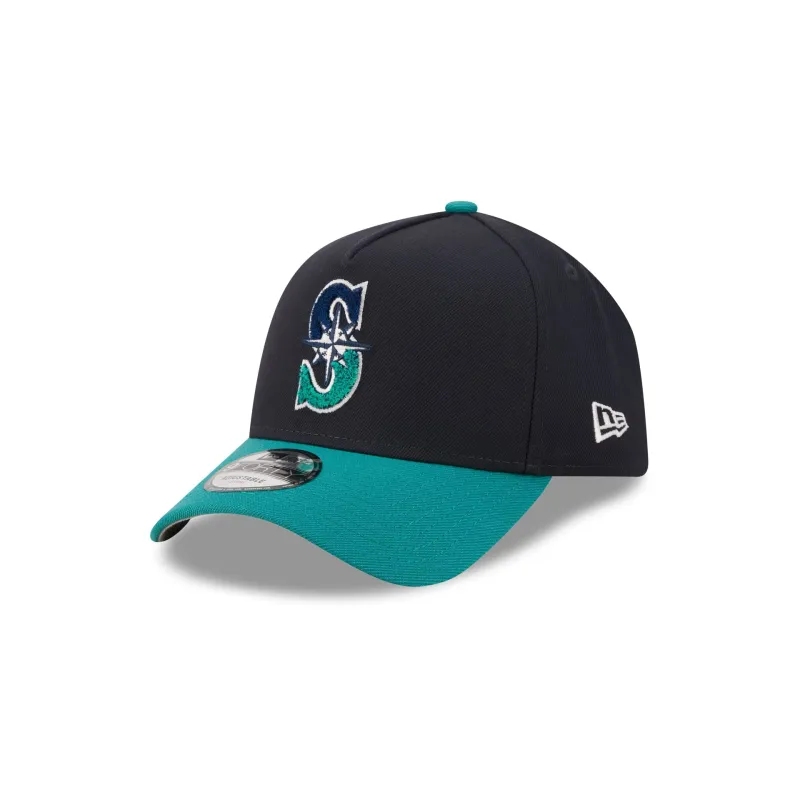 Seattle Mariners Fade Logo 9FORTY A-Frame Snapback Hat made by New Era