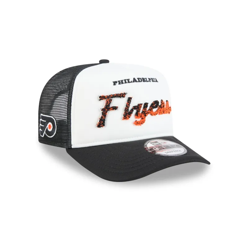 Philadelphia Flyers Fade Script 9FIFTY A-Frame Trucker Hat made by New Era