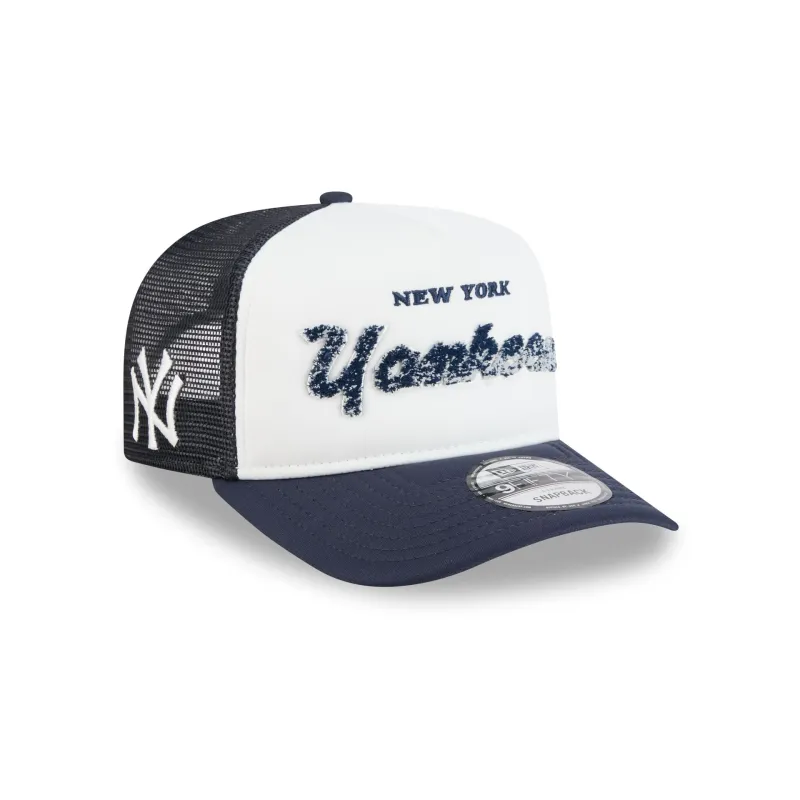 New York Yankees Fade Script 9FIFTY A-Frame Trucker Hat made by New Era