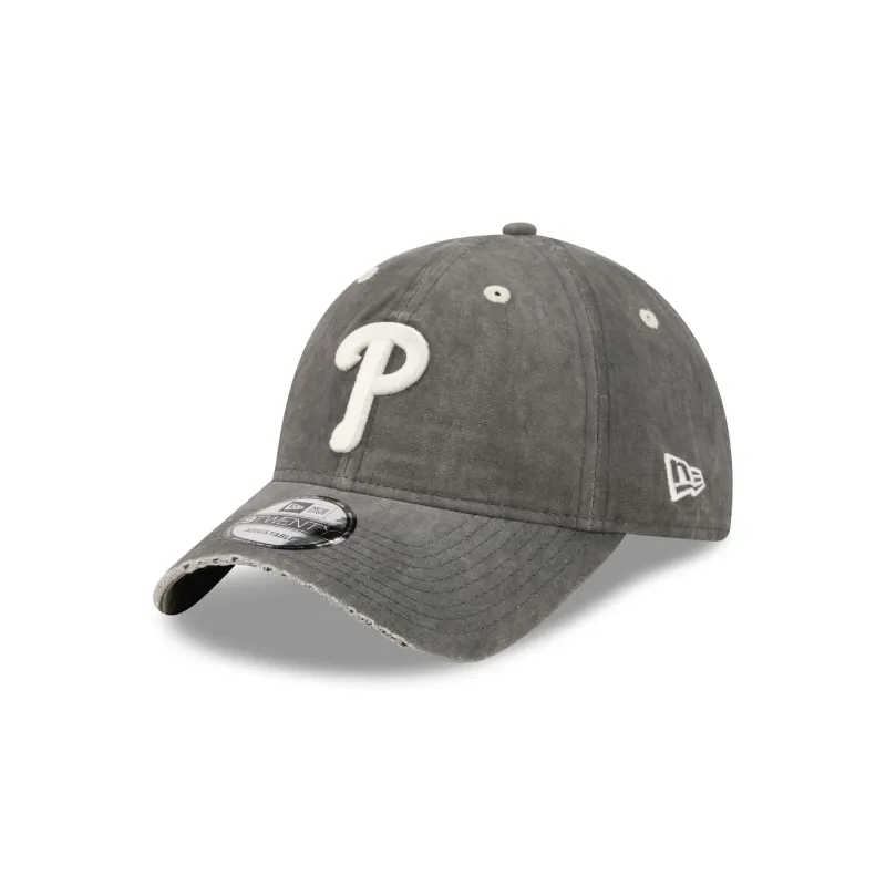 Philadelphia Phillies Washed Black Cotton 9TWENTY Adjustable Hat made by New Era