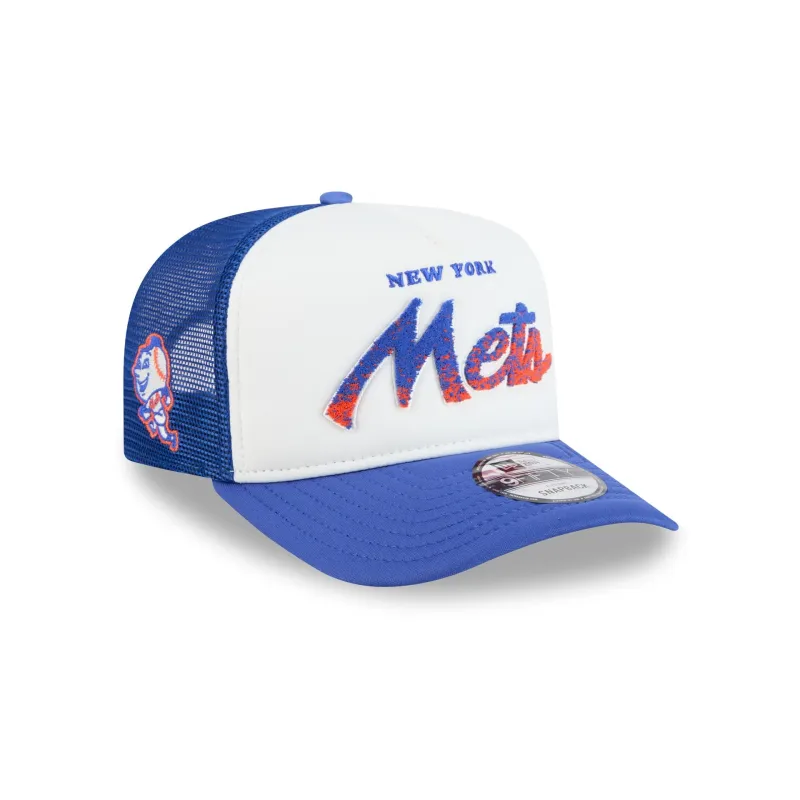 New York Mets Fade Script 9FIFTY A-Frame Trucker Hat made by New Era