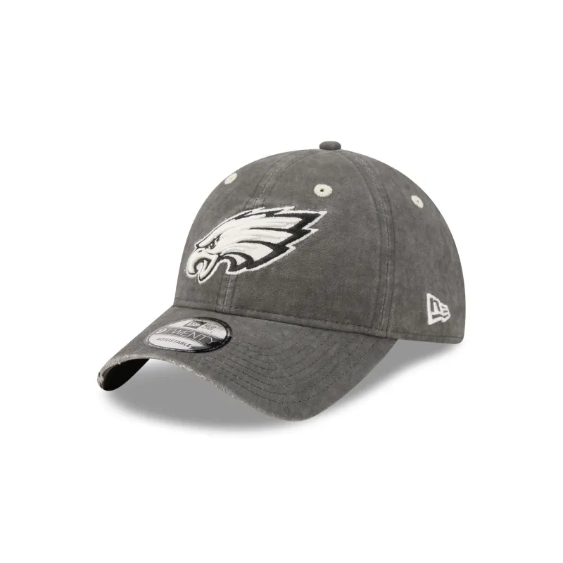 Philadelphia Eagles Washed Black Cotton 9TWENTY Adjustable Hat made by New Era