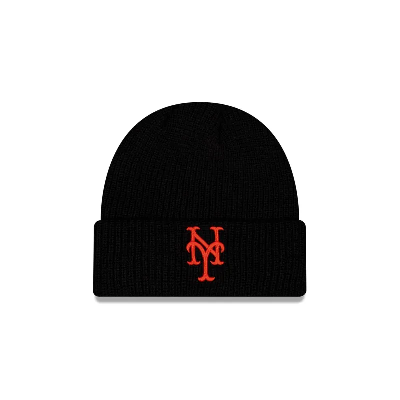 New York Mets Black Cuff Knit Beanie Hat made by New Era