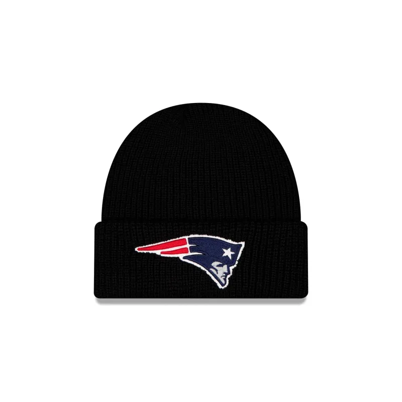 New England Patriots Black Cuff Knit Beanie Hat made by New Era