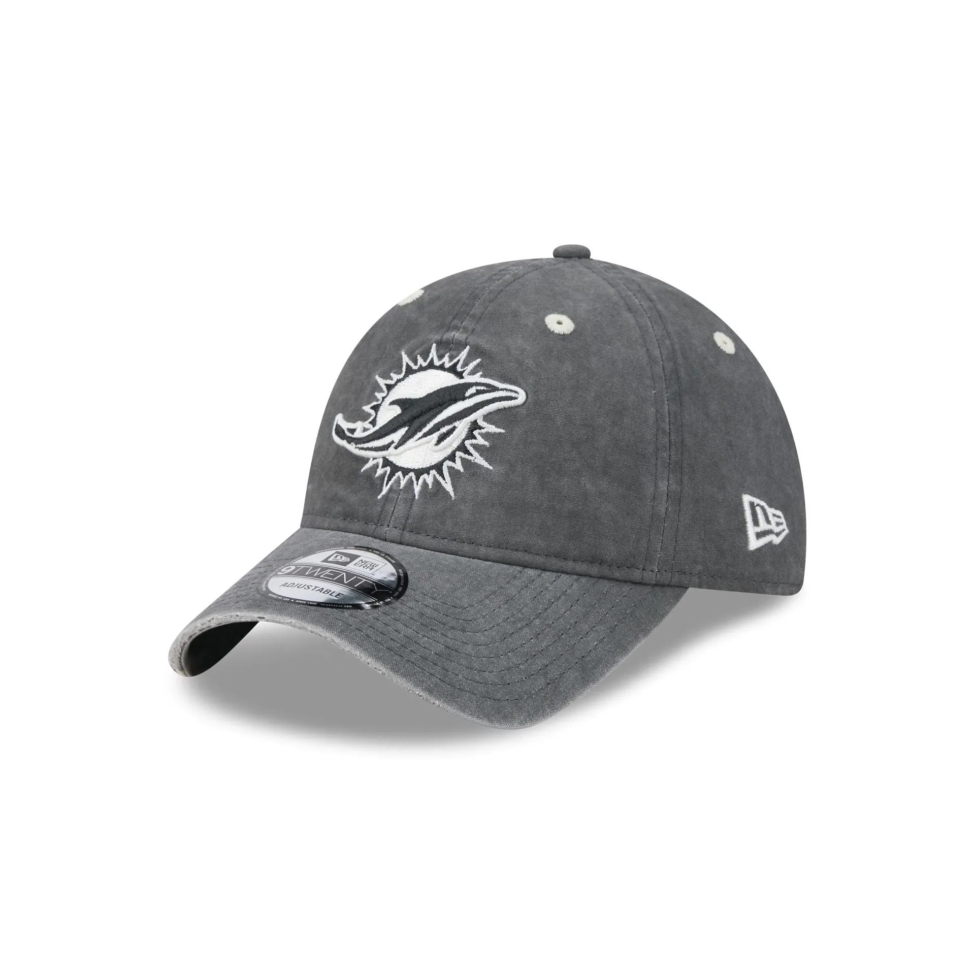 Miami Dolphins Washed Black Cotton 9TWENTY Adjustable Hat sold by New Era