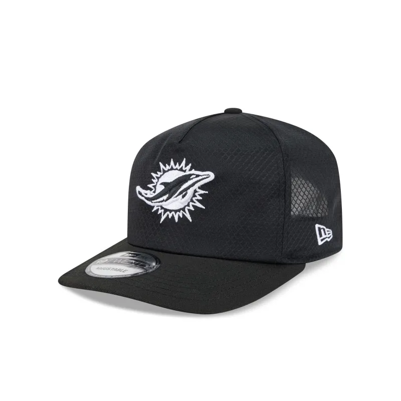 Miami Dolphins Black & White Mesh 19TWENTY Trucker Hat made by New Era