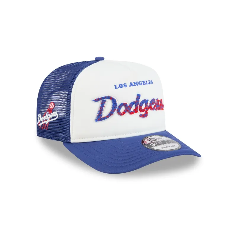 Los Angeles Dodgers Fade Script 9FIFTY A-Frame Trucker Hat made by New Era