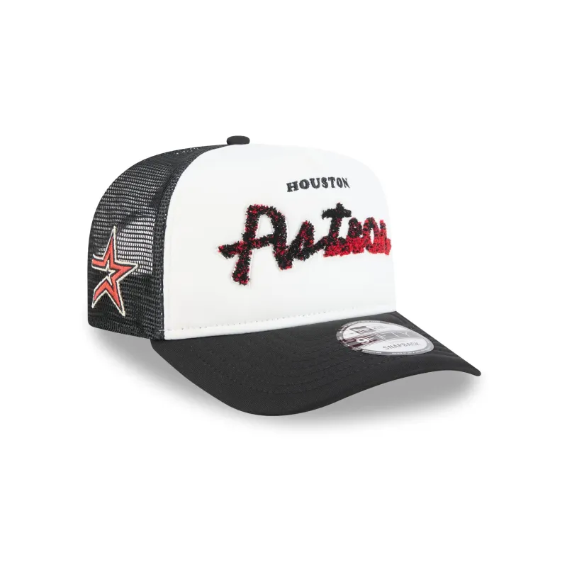 Houston Astros Fade Script 9FIFTY A-Frame Trucker Hat made by New Era