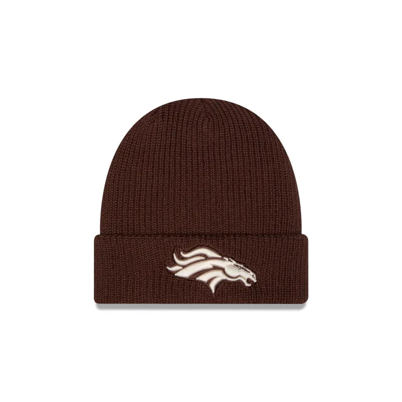 Denver Broncos Walnut Cuff Knit Beanie Hat made by New Era