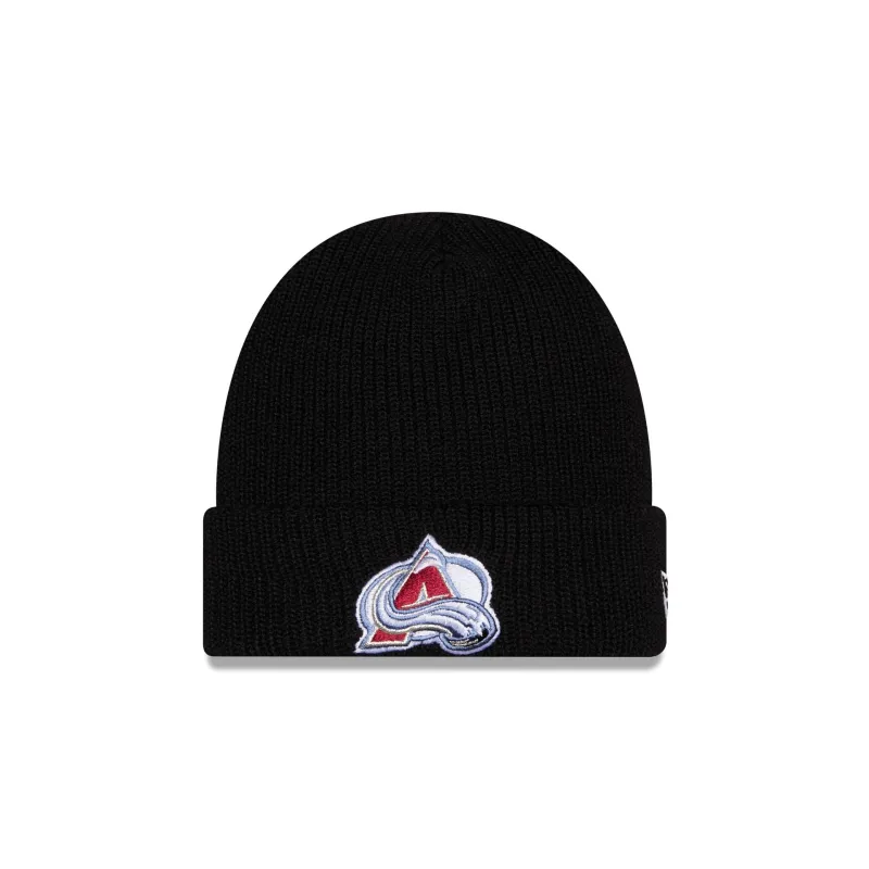 Colorado Avalanche Black Cuff Knit Beanie Hat made by New Era