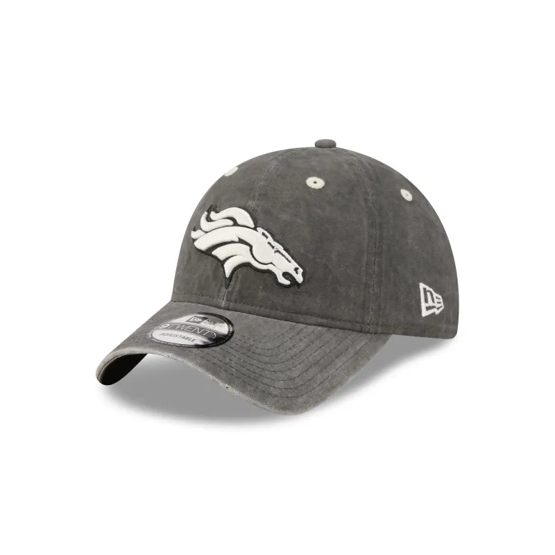 Denver Broncos Washed Black Cotton 9TWENTY Adjustable Hat made by New Era