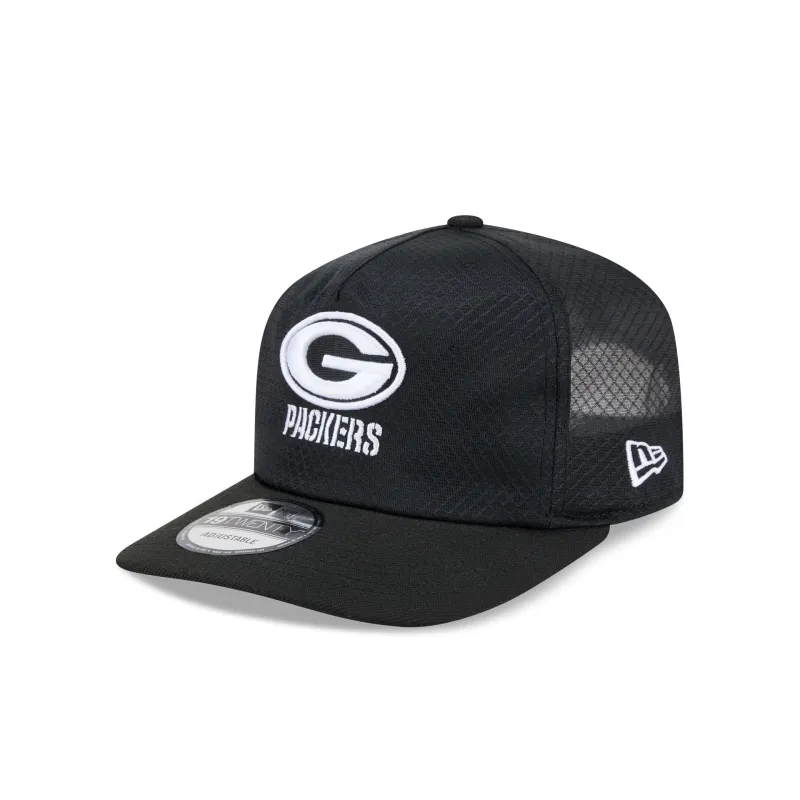 Green Bay Packers Black & White Mesh 19TWENTY Trucker Hat made by New Era