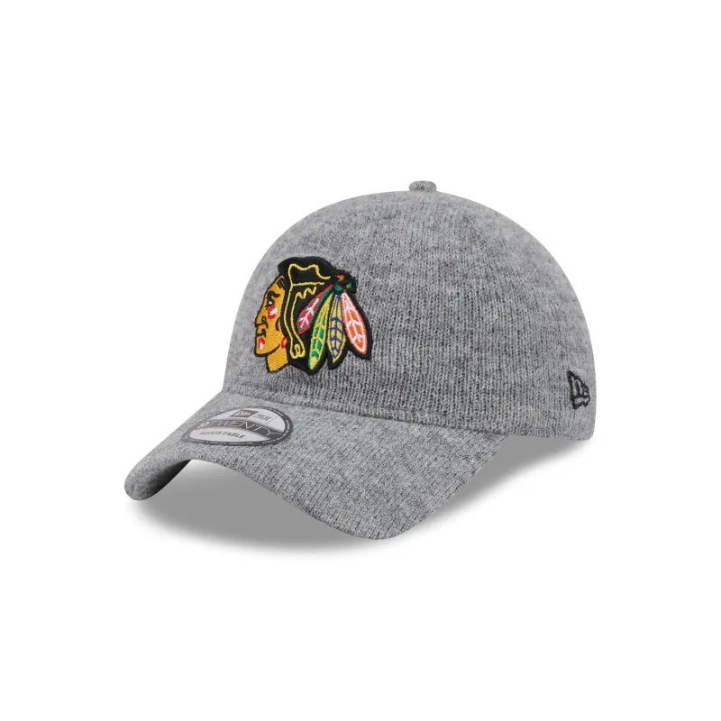 Chicago Blackhawks Gray Wool 9TWENTY Adjustable Hat made by New Era