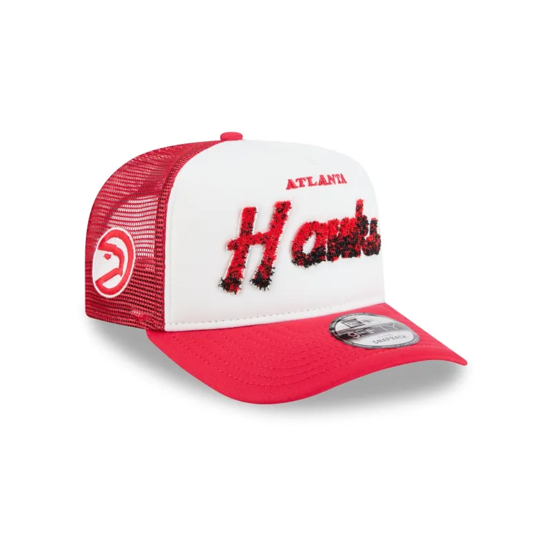 Atlanta Hawks Fade Script 9FIFTY A-Frame Trucker Hat made by New Era