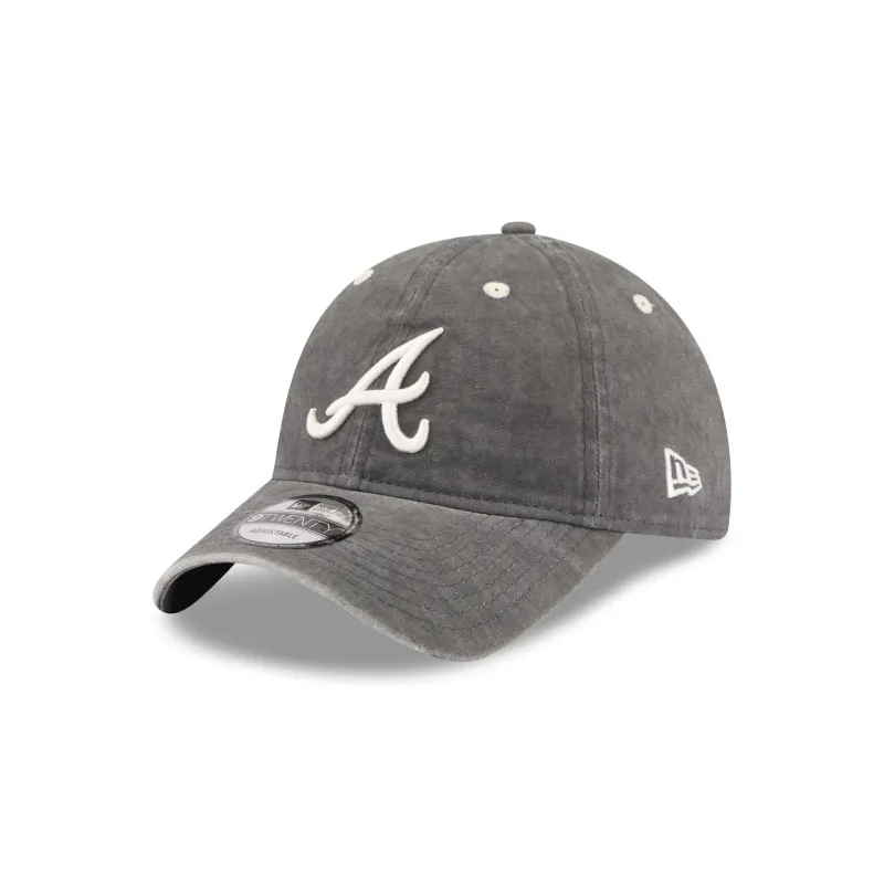 Atlanta Braves Washed Black Cotton 9TWENTY Adjustable Hat made by New Era