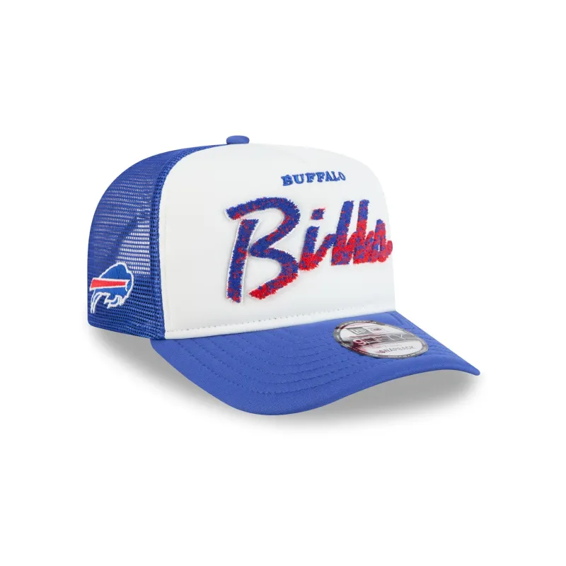 Buffalo Bills Fade Script 9FIFTY A-Frame Trucker Hat made by New Era