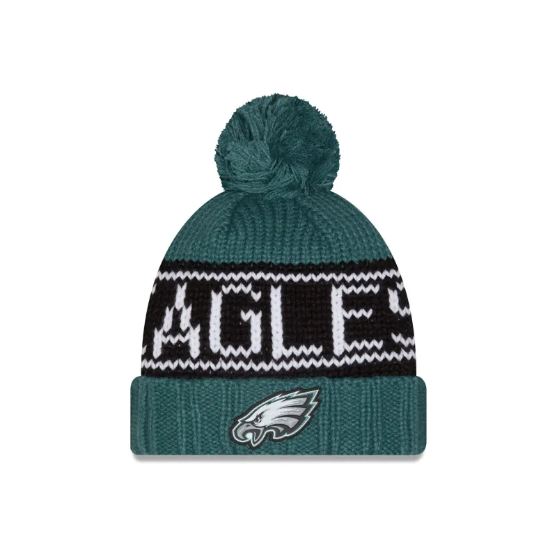 Philadelphia Eagles 2026 Sideline Cold Weather Women's Pom Knit Hat made by New Era