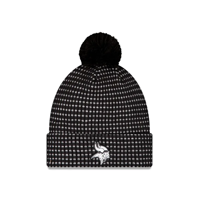 Minnesota Vikings 2026 Sideline Cold Weather Black Pom Knit Hat made by New Era