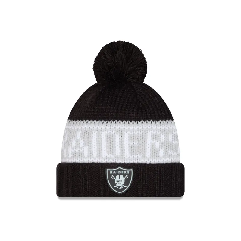 Las Vegas Raiders 2026 Sideline Cold Weather Women's Pom Knit Hat made by New Era
