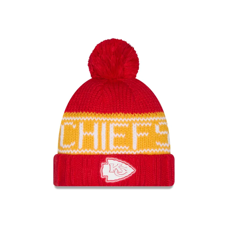 Kansas City Chiefs 2026 Sideline Cold Weather Women's Pom Knit Hat made by New Era