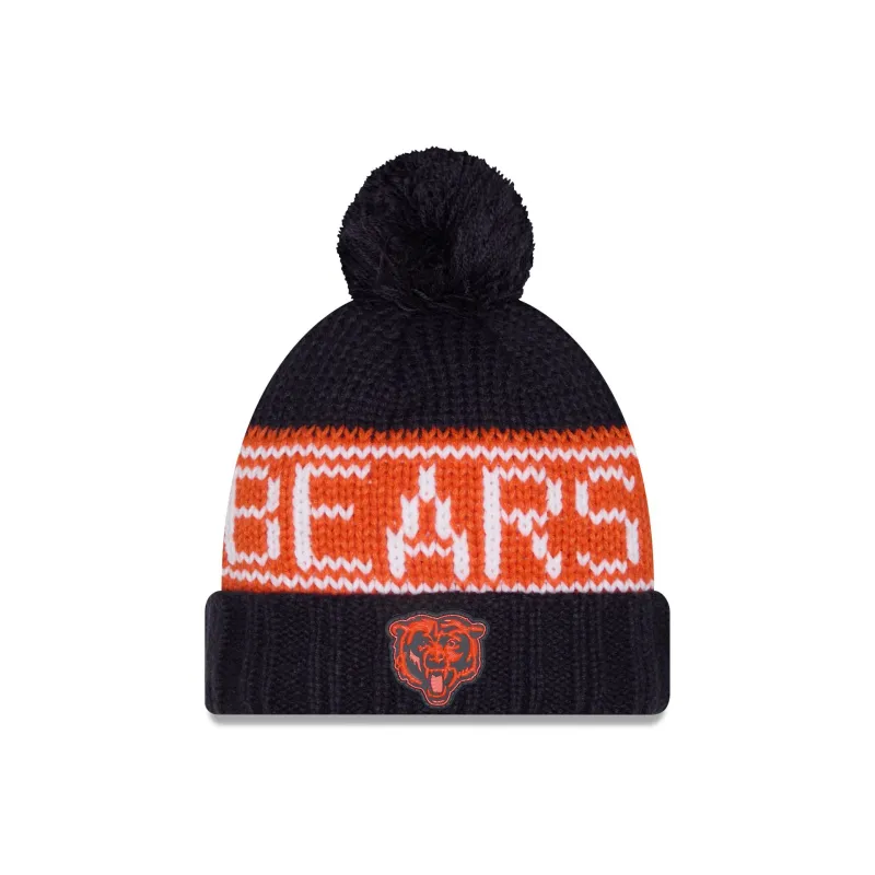 Chicago Bears 2026 Sideline Cold Weather Women's Pom Knit Hat made by New Era