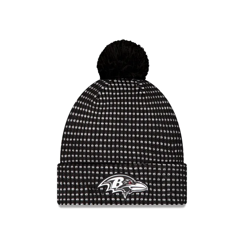 Baltimore Ravens 2026 Sideline Cold Weather Black Pom Knit Hat made by New Era