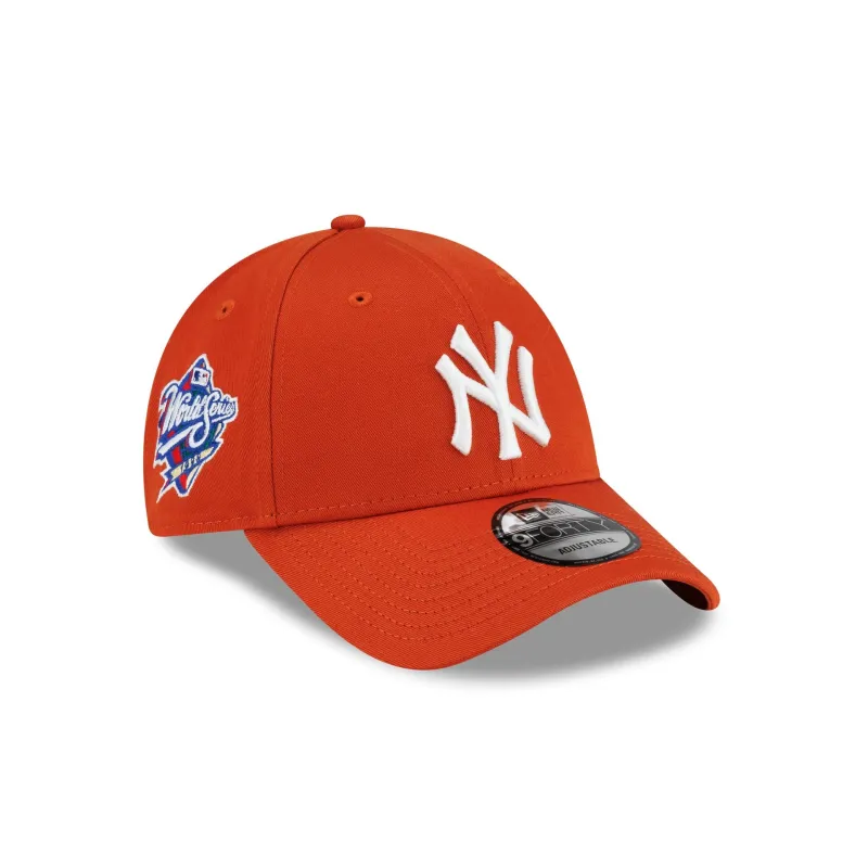 New York Yankees Side Patch Bright Red 9FORTY Adjustable Hat made by New Era