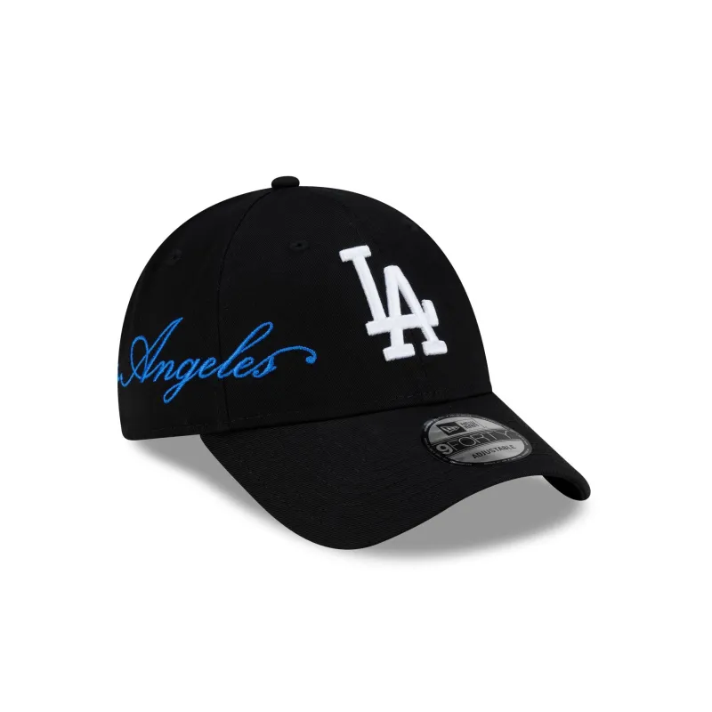Los Angeles Dodgers Cross Panel Script 9FORTY Adjustable Hat made by New Era