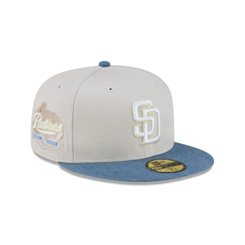 San Diego Padres Stone Denim Mix 59FIFTY Fitted Hat made by New Era