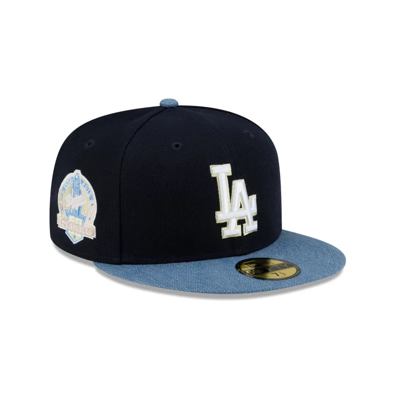 Los Angeles Dodgers Navy Denim Mix 59FIFTY Fitted Hat made by New Era