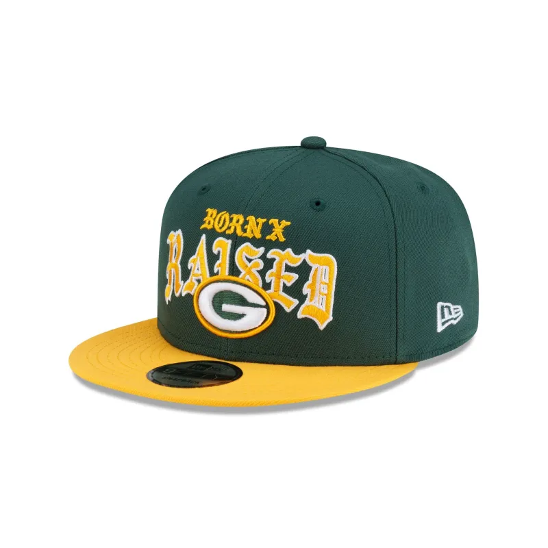 Born x Raised x Green Bay Packers Two-Tone 9FIFTY Snapback Hat made by New Era