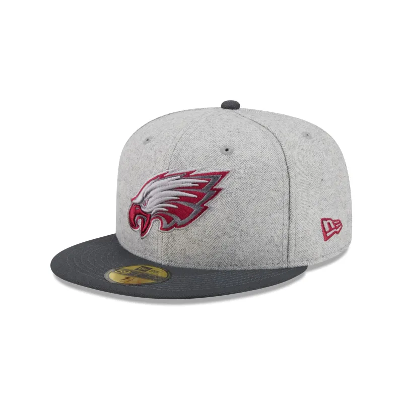 Philadelphia Eagles Gray Herringbone 59FIFTY Fitted Hat made by New Era