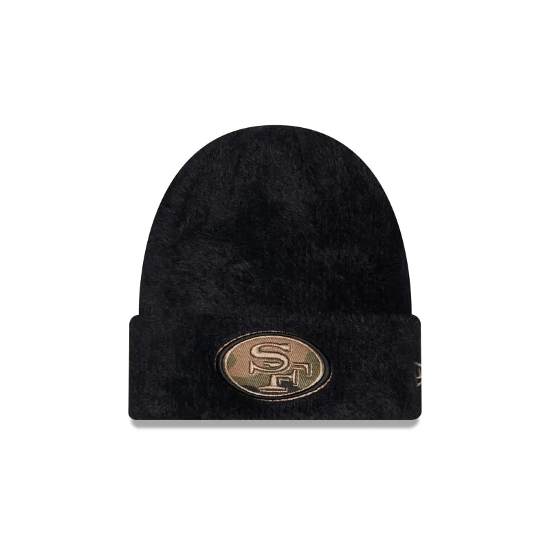 San Francisco 49ers Camo Logo Fuzzy Cuff Knit Beanie Hat made by New Era