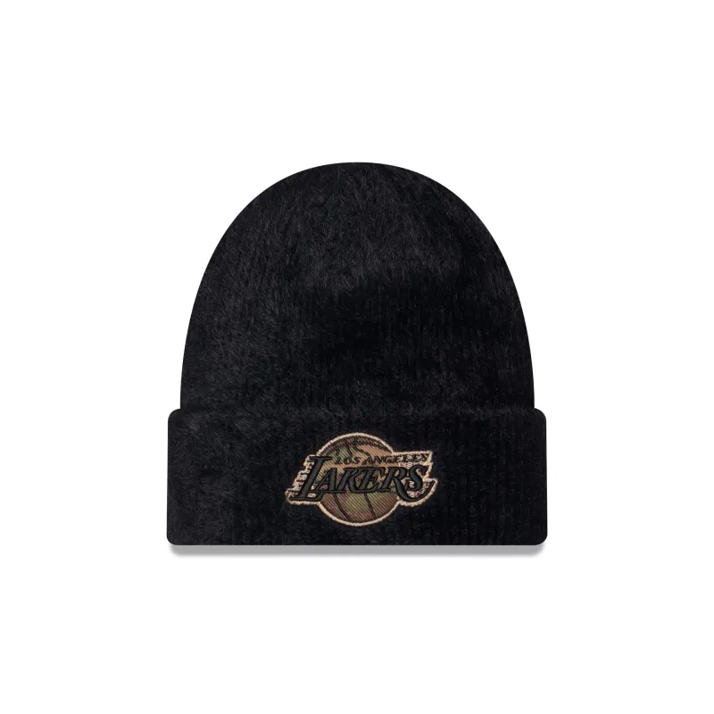Los Angeles Lakers Camo Logo Fuzzy Cuff Knit Beanie Hat made by New Era