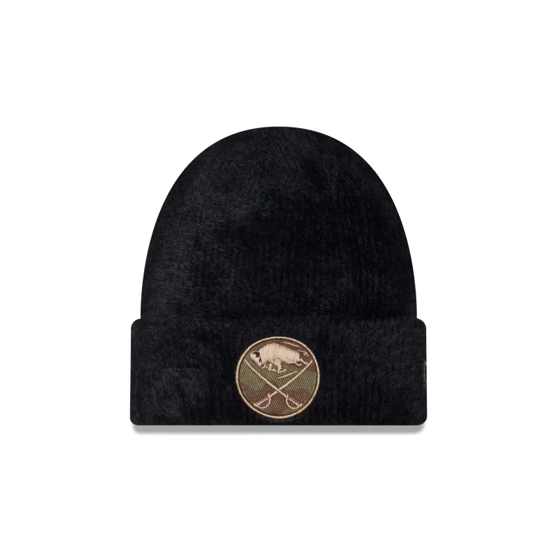 Buffalo Sabres Camo Logo Fuzzy Cuff Knit Beanie Hat made by New Era