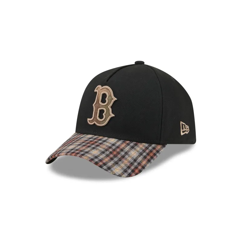Boston Red Sox Fall Plaid Visor 59FORTY A-Frame Fitted Hat made by New Era