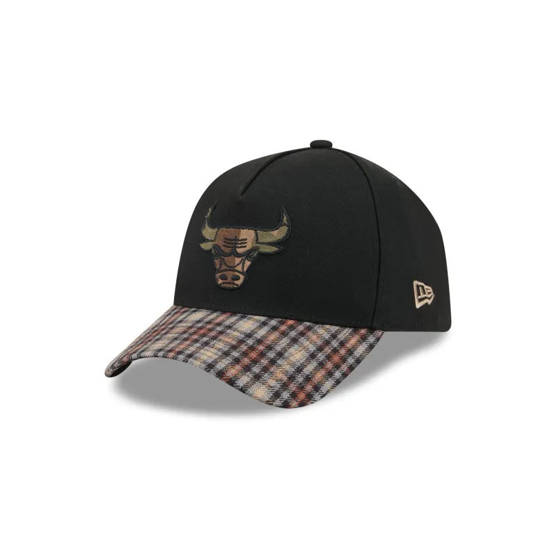 Chicago Bulls Fall Plaid Visor 59FORTY A-Frame Fitted Hat made by New Era
