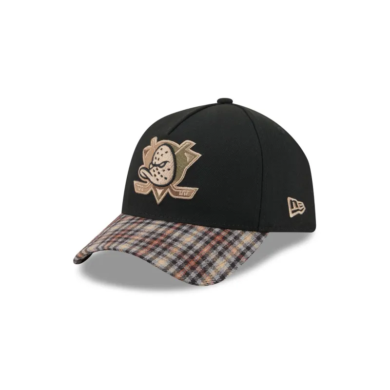 Anaheim Ducks Fall Plaid Visor 59FORTY A-Frame Fitted Hat made by New Era